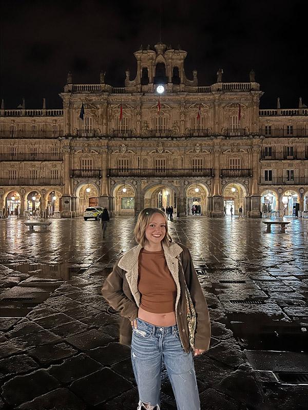 Caitlyn Lapka is pictured at Plaza Mayor in Salamanca, Spain.